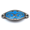 Komgreep antiek Zilver met Blauwe inleg 84mm