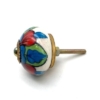 Porseleinen Knop Bladerenmotief blauw, rood en groen 40mm handgeschilderd – Bild 2