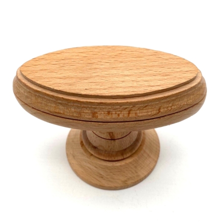 Knopkruk beuken hout op rond rozet ovaal met freesrand groot (1 paar) 95x45mm