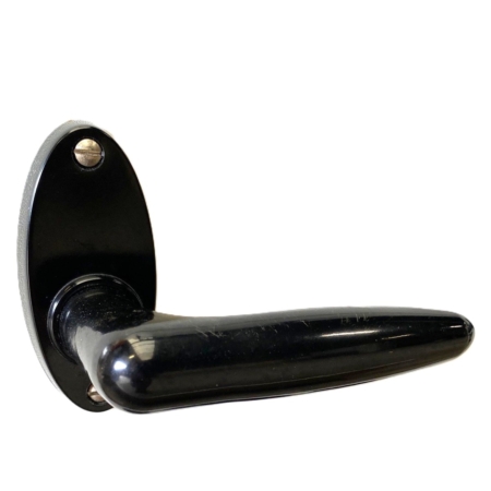 Bakeliet deurkruk ZWART model Dudok set met ovaal rozet