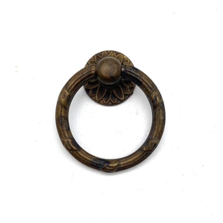 Ringgreep Messing antiek Bloem en knoop 42mm
