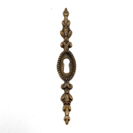 Sleutelplaat Messing Antiek Krullen en knopen verticaal 130x21mm